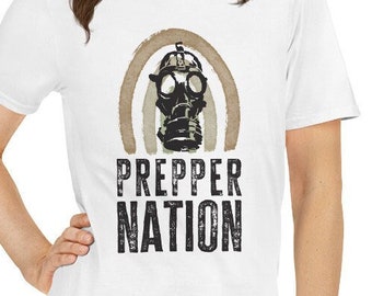Prepper Nation, Doomsday Gas Mask, Homesteader Life, Off the Grid, Survivalist,Short-Sleeve Unisex T-Shirt