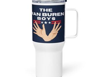 The Van Buren Boys 25 oz Travel Mug with Handle, 90s Pop Culture, Funny TV Sitcom, Seinfeldism Travel Mug
