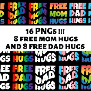 Kostenlose Mom Hugs Pngs, Kostenlose Dad Umarmungen Png, Print on Demand PNGs, POD-Bilder, Pride Month Mom Hugs PNG, Pride Month Dad Hugs