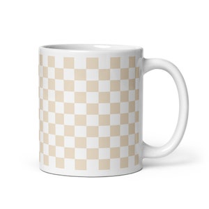 Tazza da caffè con motivo a scacchi neutri, scacchiera neutra