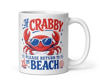 Retro If Crabby Please Return to the Beach Fun Sarcastic Summer Coffee Mug