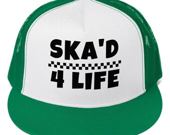 Ska'd 4 Life Rock Steady Ska Checkerboard Trucker Cap