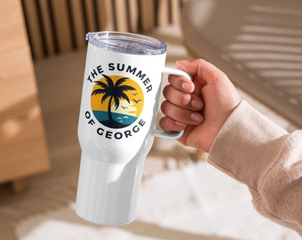 The Summer of George 25oz Travel mug with a handle, 90s Pop Culture, Funny TV Sitcom, Seinfeldism Travel Mug