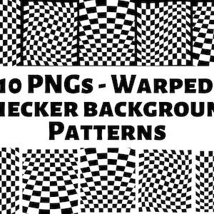 Warp Checkered Png, Wavy Checkered Pattern Png, Black Checker and White Checker