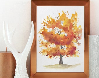 Watercolor Painting of Orange Tree | Giclee Print