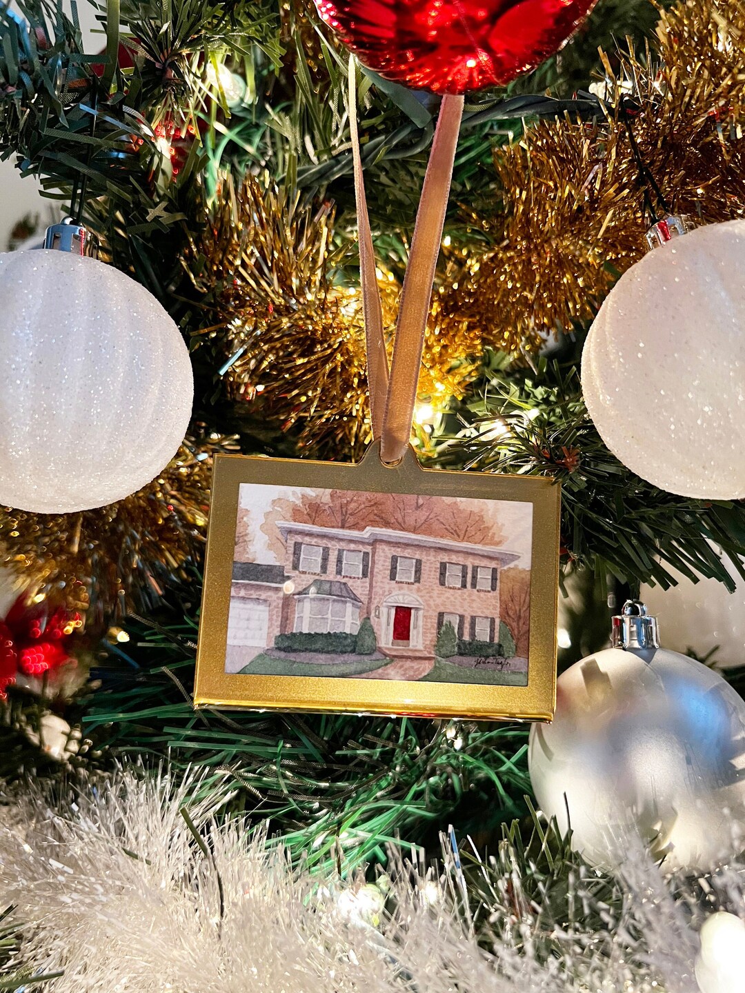 Custom Watercolor House Portrait Ornament: First Home Gift (2x3 In) - Etsy