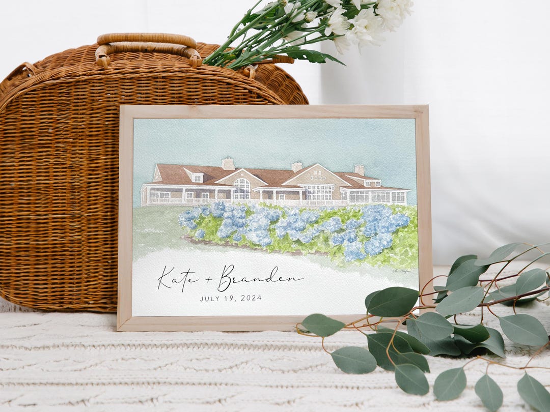 Custom Watercolor Wedding Venue From a Photo | Anniversary Gift ...