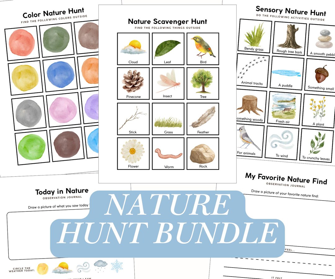 Nature Scavenger Hunt Bundle | STEM Learning, Journal Pages Printable 5 ...