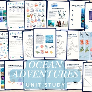 Ocean Adventures Unit Study | A Preschool & Kindergarten Science Course | Printable Homeschool Curriculum | Ocean Animals Printable Unit