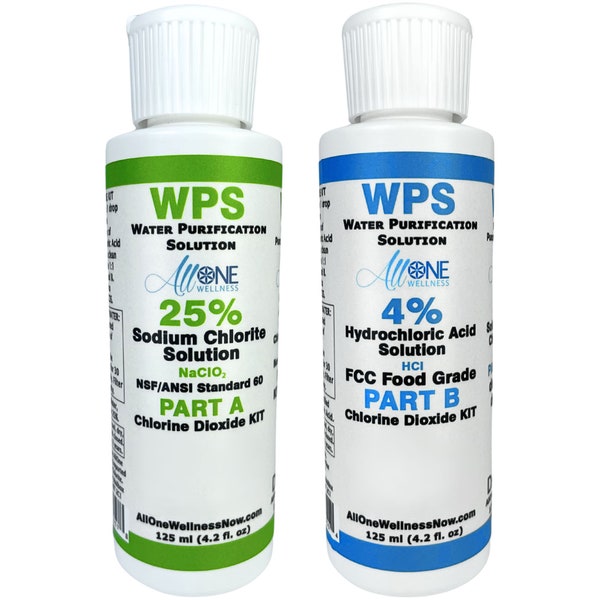 WPS KIT Sodium Solution 25% Hydrochloric Acid 4 Water Purification Drops CDS 125ml