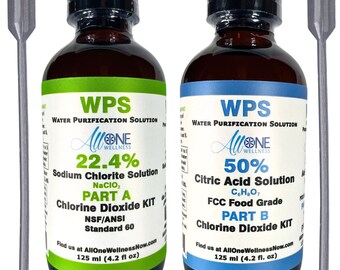WPS KIT Solution de verre sodique 22,4 % d'acide citrique 50 gouttes de purification d'eau CDS 125 ml