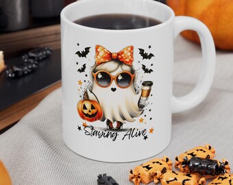 Halloween Ghost Coffee Mug, Cute Ghost Mug, Womens Halloween Mug, Cute Fall Coffee Mug, Spooky Season Mug, Fall Tea Cup, Gift For Halloween
