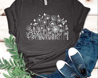 Wild Flowers Shirt, Wildflower Tshirt, Floral Shirt, Botanical Shirt, Flower Shirt, Nature Lover Shirt, Ladies Shirts, Womens Tees, Flower