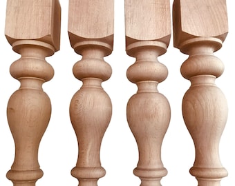 Set Of 4 Wooden Table Legs, Farmhouse Table Legs, Dining Table Legs,