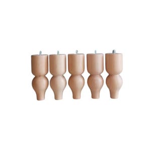 Wooden Furniture Legs, Sofa Legs, Bedstead Legs, Couch Legs, Cabinet Legs, Set of 4, With Mounting Hardware, 4.7 inç ( 12 cm )