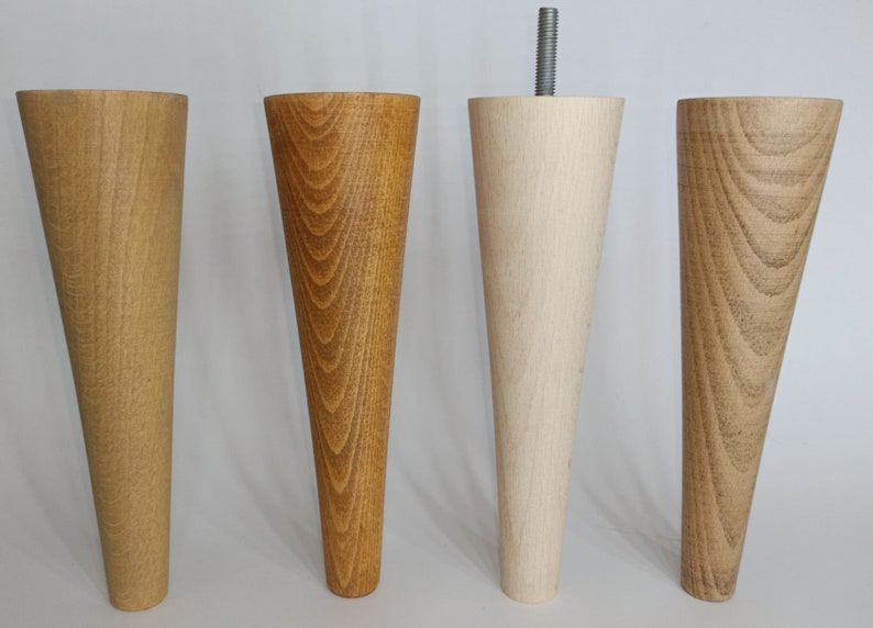 Set of 4 tapered lathe feet made of natural beech wood. With M8 screw. image 3