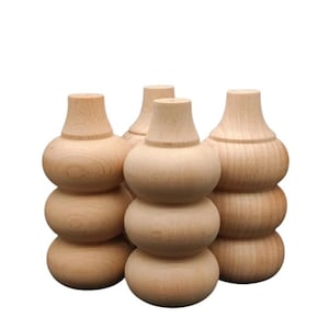 Set of 4 Natural Beech Wood Furniture Legs: Unpainted Sofa, Table