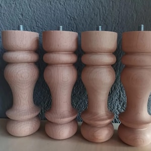 Beech Wood Furniture Legs: Sofa, Bed, Cabinet Feet - Set of 4