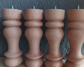 Beech Wood Furniture Legs: Sofa, Bed, Cabinet Feet - Set of 4