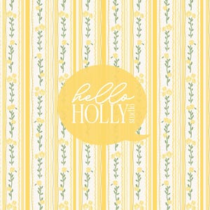 Modèle sans couture à rayures florales jaunes | Romantique BCBG Grand millénaire arrière-plan | Motif de répétition vintage shabby chic