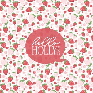 Erdbeer Ditzy nahtlose Muster | Winziger floraler Rapporthintergrund für Schreibwaren, Stoff, Scrapbooking, Basteln