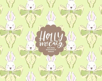 Motif lapin de Pâques - fond transparent jaune pastel et vert