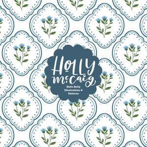 Fundo floral azul sem emendas - Padrão de repetição Grand Millennial - Estilo campestre com bordas onduladas