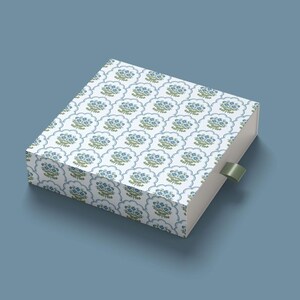 Floral Seamless File - Grand Millennial Blue Scallop Design - Repeat Background for Fabrics image 6