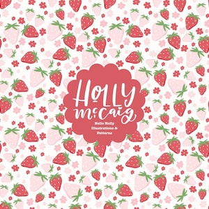 Strawberry Ditzy Repeat Pattern - Seamless File - Grandma Core - Background for Fabric