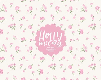 Shabby Chic Seamless Pattern - Tiny Floral Background - Pink Flowers Repeat