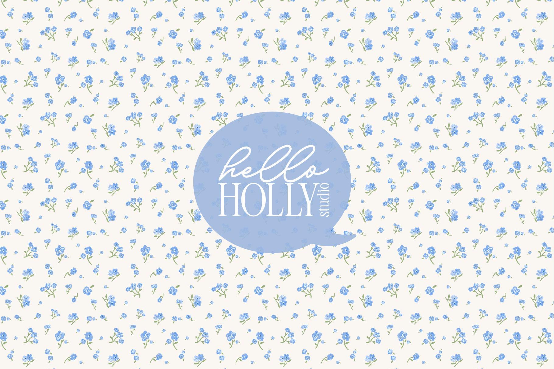 Shabby Chic Rose Seamless Pattern | Romantic Blue Tiny Floral Background | Preppy Grand Millennial Repeat Design