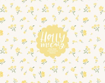 Shabby Chic Rose Seamless Pattern - Yellow Tiny Floral Background - Repeat Flowers