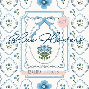 Grand Millennial bloemmotieven en frames Clipart - handgetekende ontwerpen - digitale download - Cottagecore Clipart PNG - bruiloft Clipart