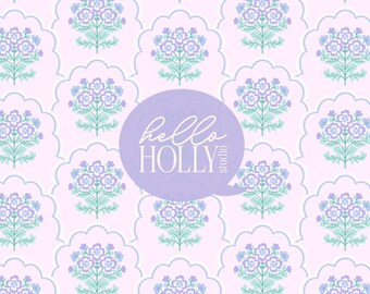Coastal Floral Pattern - Purple & Periwinkle Florals - Grand Millennial Background - Preppy Floral Background Seamless