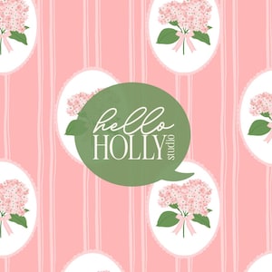 Ingelijste hortensia naadloos patroon - roze bloemenachtergrond - Grand Millennial - Cottage Core - digitale download - herhalingspatroon