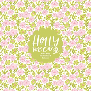 Floral nahtloser Hintergrund: Rosa und grüne Ditzy Blumen - wiederholen Sie den Hintergrund