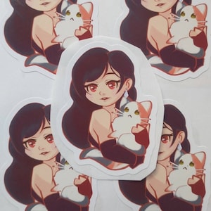 Tifa holding a cat Sticker. Final Fantasy VII