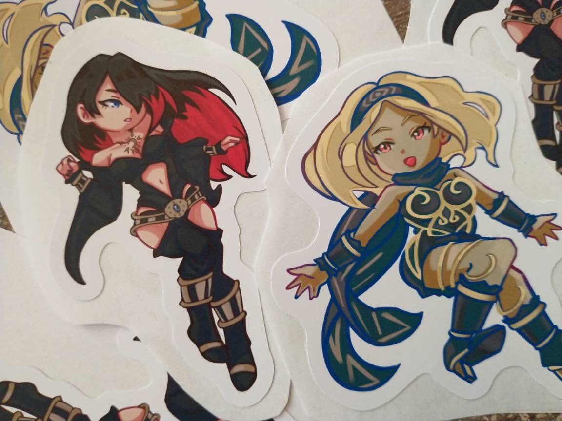 Gravity Rush Kat and Raven Sticker and Kat keychain