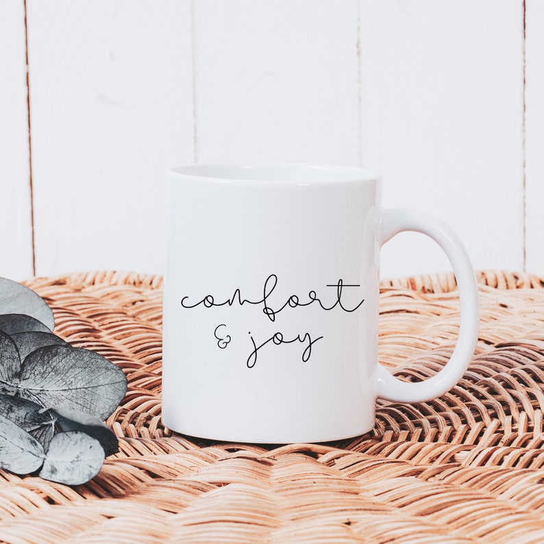 Comfort and Joy Farmhouse Coffee Mug | Christmas Carol Mug | Holiday Coffee Mug | Cozy Coffee Mug| Holiday Gift Mug | Stocking Stuffer Mug 