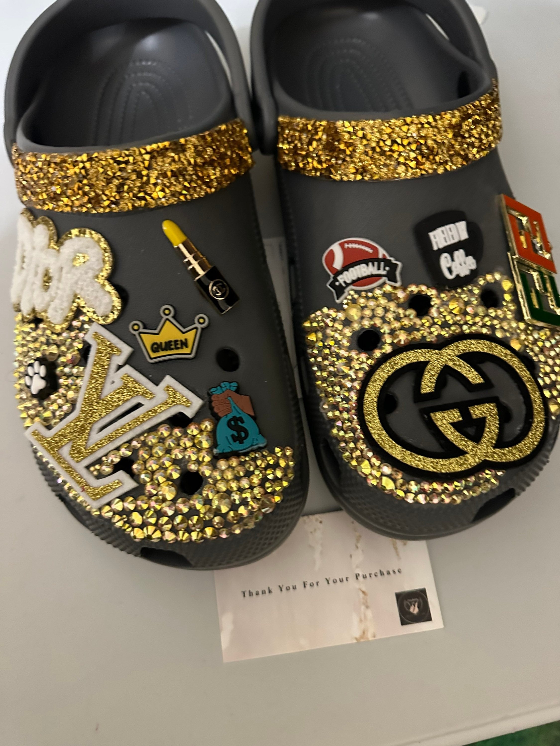 Gucci theme croc  Bedazzled shoes diy, Diy clothes and shoes