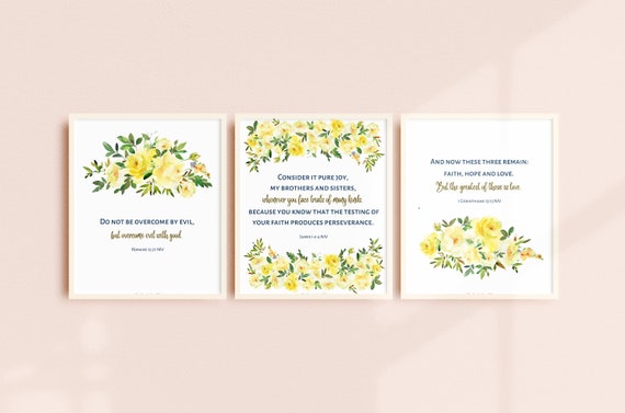 3-piece English bible verses printable Christian printable | Etsy