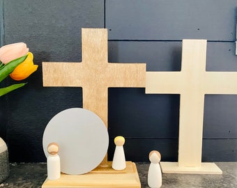 Montessori Style Wood Christian Easter peg doll set, Jesus Easter peg doll, Montessori toys, wood toys, home decor