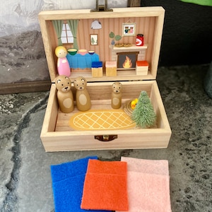 Goldilocks and The Three Bears Play Set, Wood Toy, Travel Toy, Road trip Toy, Gift for kids