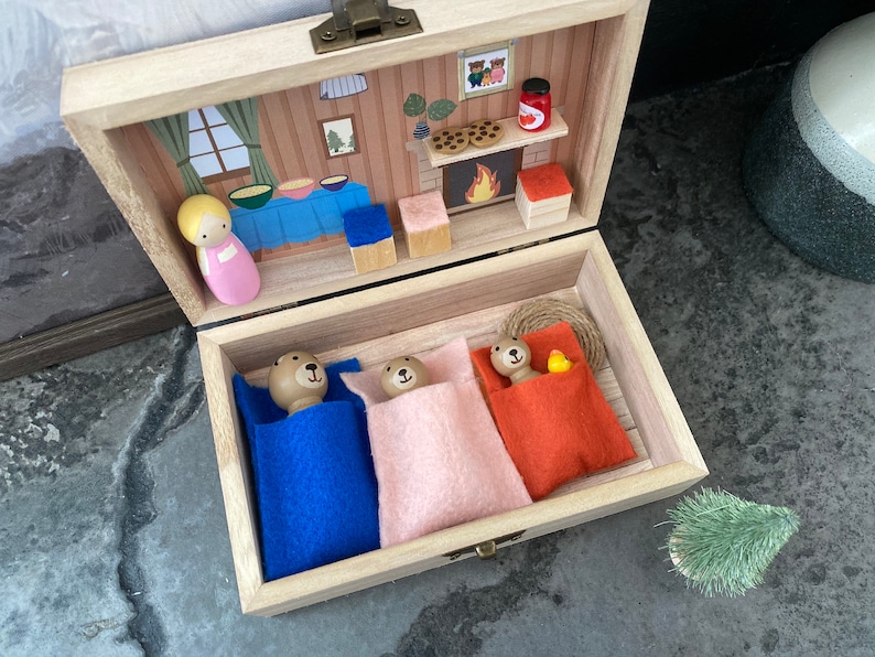 Goldilocks and the Three Bears Play Set Wood Toy Travel Toy Etsy