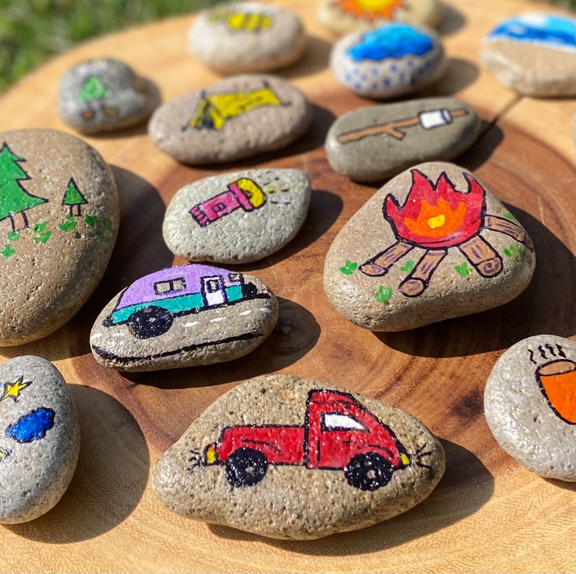 Tell a Story Painted Rocks, Camp Theme Set, Lake - Etsy