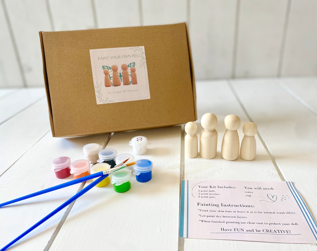 DIY Wood Peg Doll Family Kit, Crafts for Kids, Painting, Paint Your Own ...