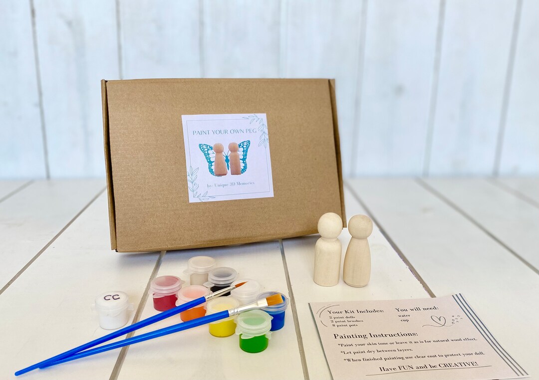 DIY Paint Your Own Peg Doll Kit, Craft Project, Painting, Couples ...