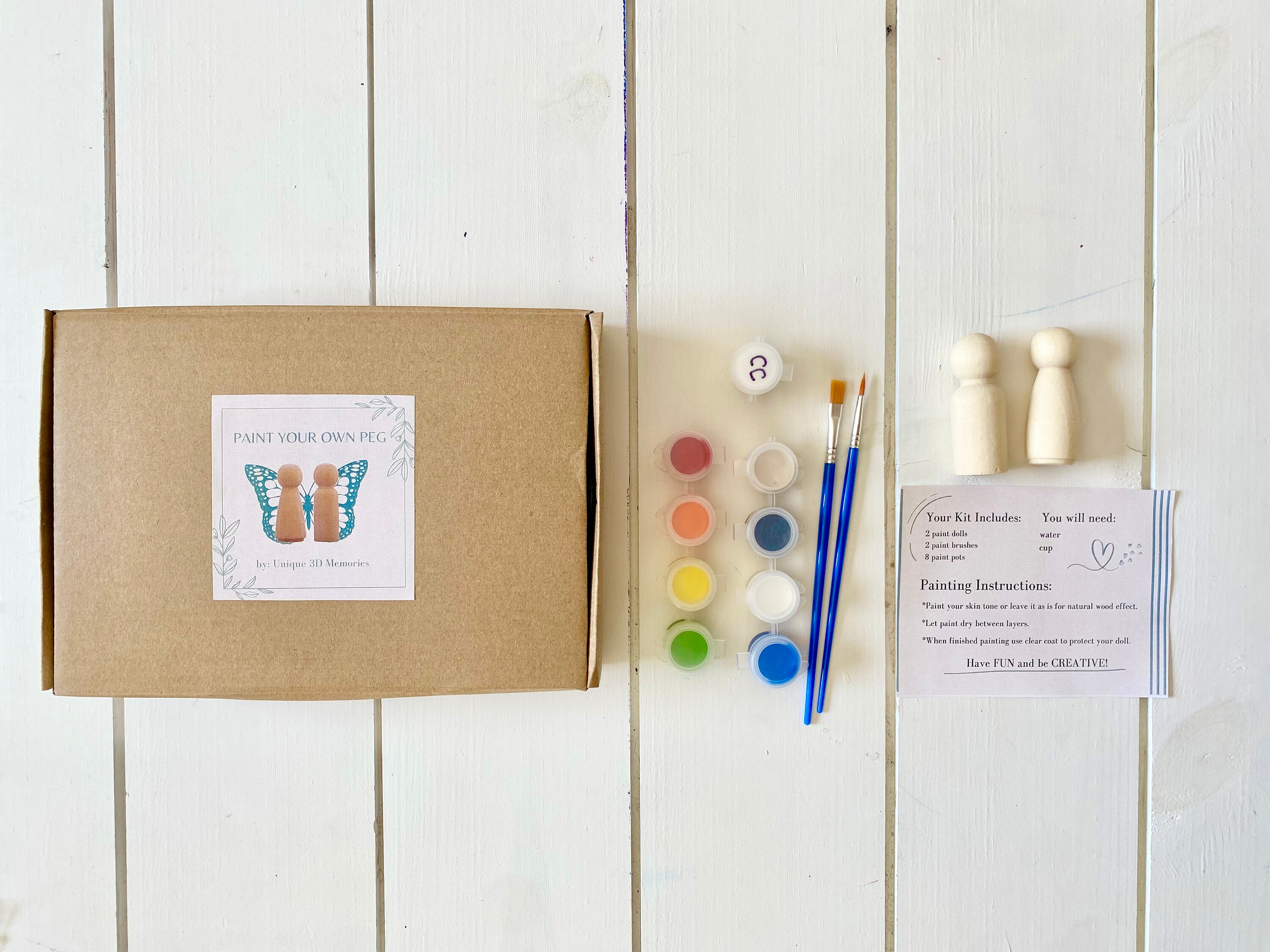 DIY Paint Your Own Peg Doll Kit, Craft Project, Painting, Couples ...