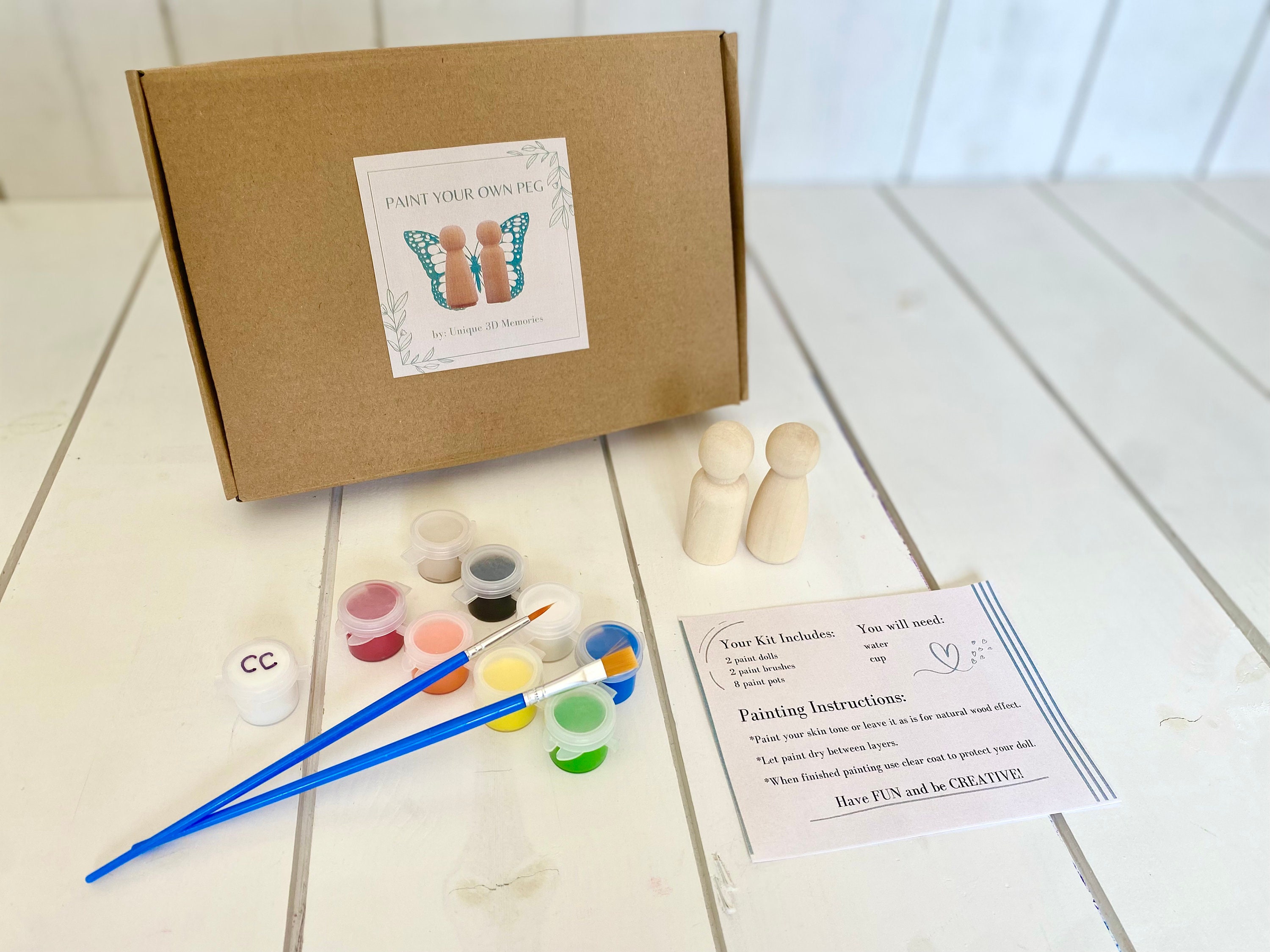 DIY Paint Your Own Peg Doll Kit, Craft Project, Painting, Couples ...