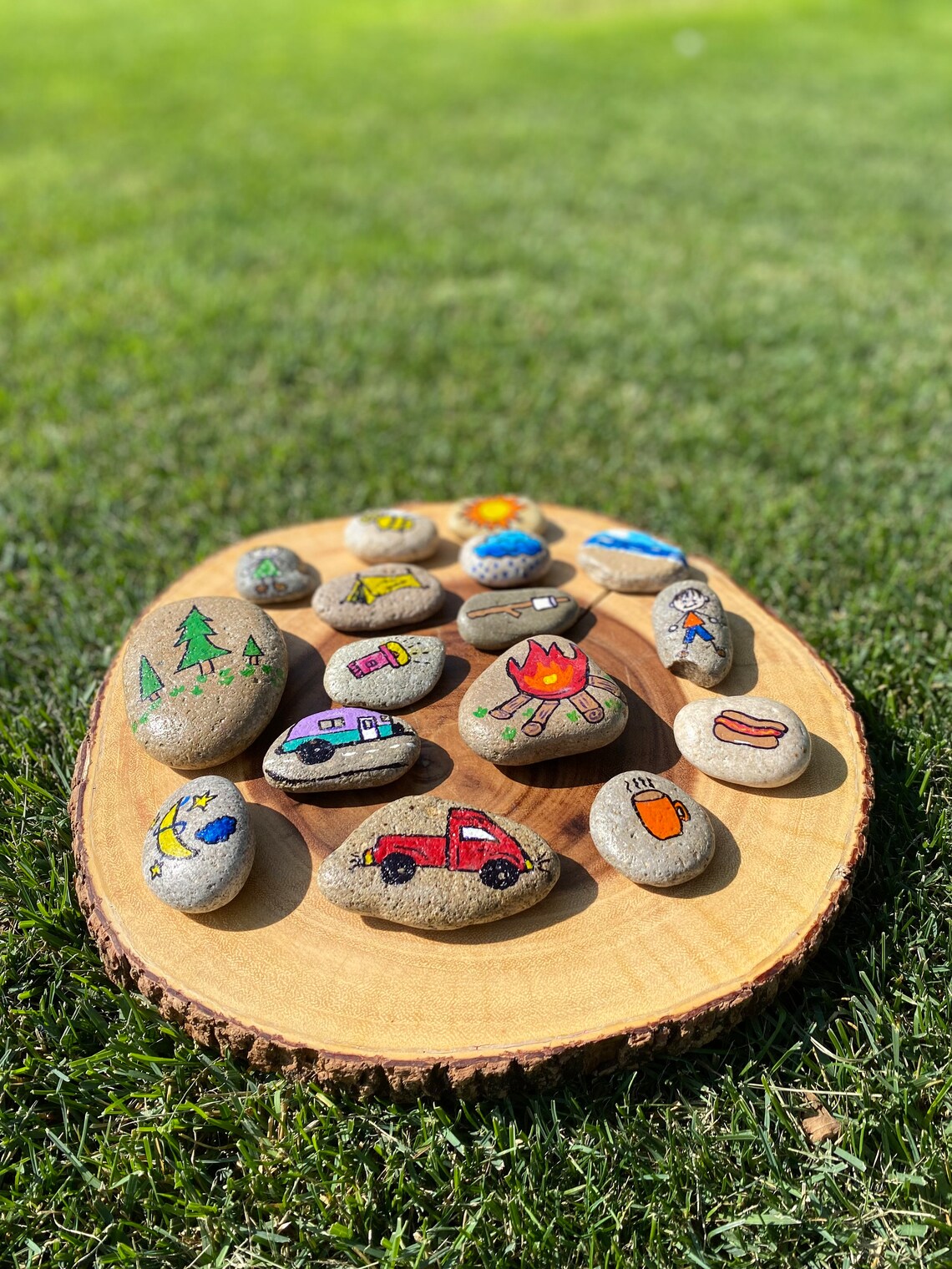Tell a Story Painted Rocks, Camp Theme Set, Lake - Etsy